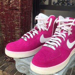 NIKES Air Force 1  “Blazer” Pack Like Suede Pink White Sneakers